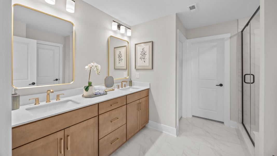 The Jordan Plan by DRB Homes in Farms at Bellingham, Mooresville, NC - Primary Bathroom The Jordan Plan by DRB Homes in Farms at Bellingham, Mooresville, NC - Primary Bathroom