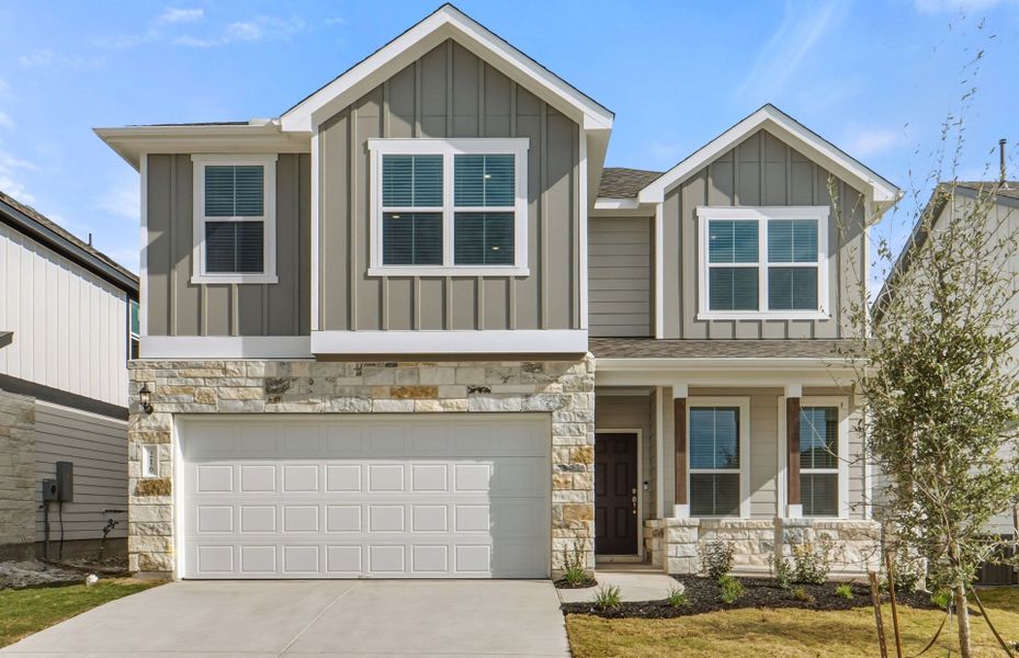 Front exterior of a new home in Patterson Ranch, Georgetown, TX, highlighting curb appeal (Image 19).