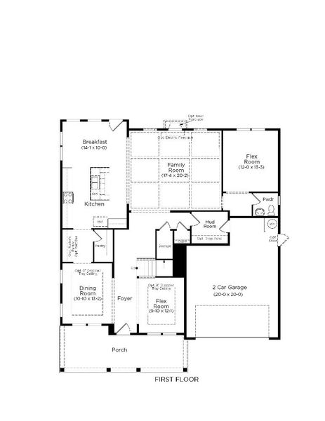 2D floor plan layout for the Stonehaven  II by DRB Homes in Oak Bend, James Island, SC (Image 3).