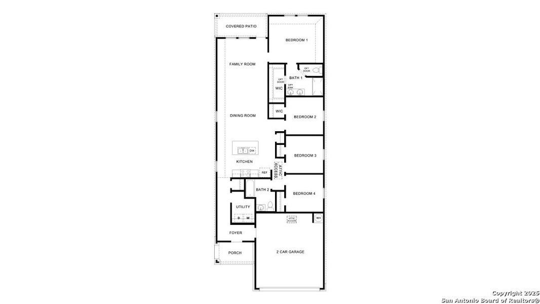 2D floor plan layout of this home in Winding Creek, New Braunfels, TX (Image 2).