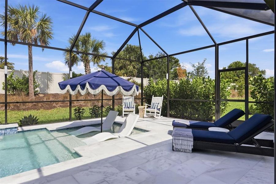 Exterior details and patio area of a home in Esplanade at Azario Lakewood Ranch, Bradenton (Image 26).