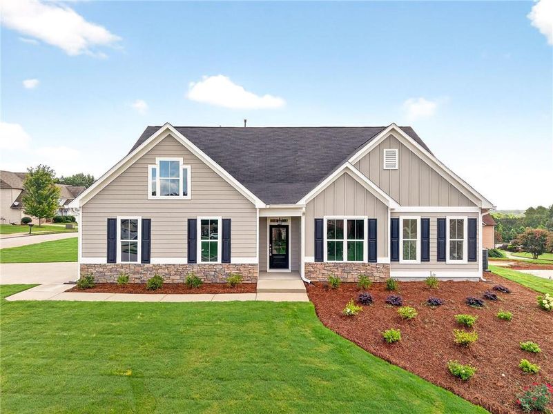 Front exterior of a new home in , Hiram, GA, highlighting curb appeal (Image 20).