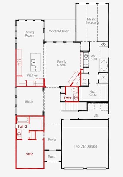 2D floor plan layout of this home in Painted Tree, McKinney, TX (Image 5).