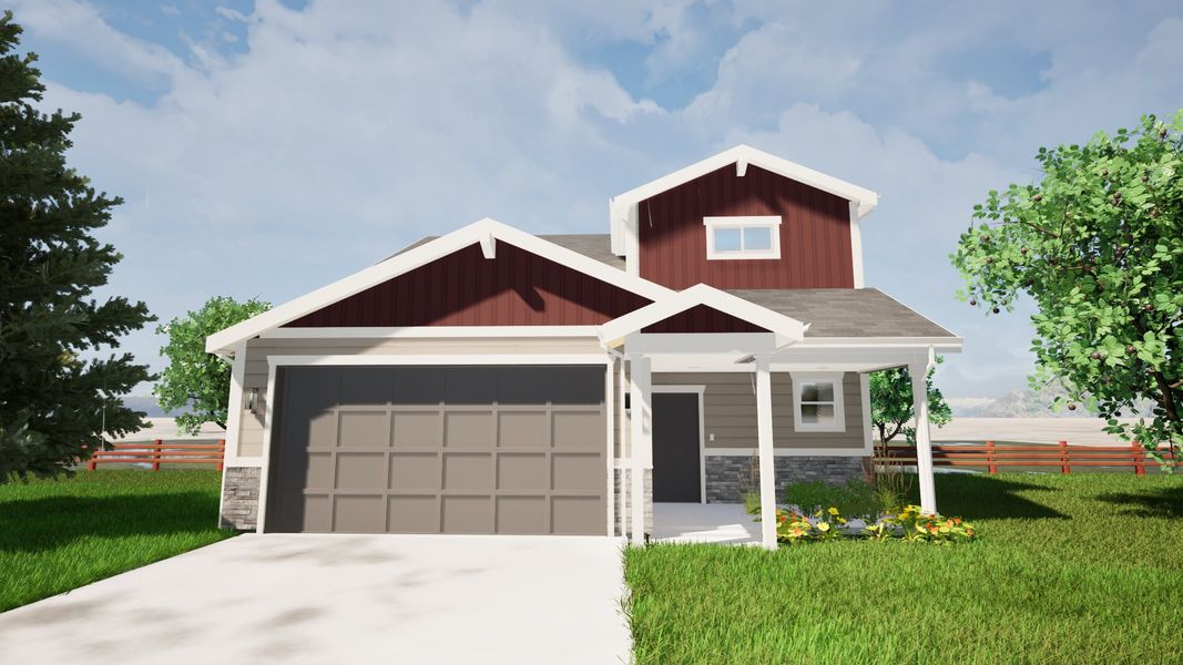 Front exterior of a new home in Granary, Johnstown, CO, highlighting curb appeal (Image 22).
