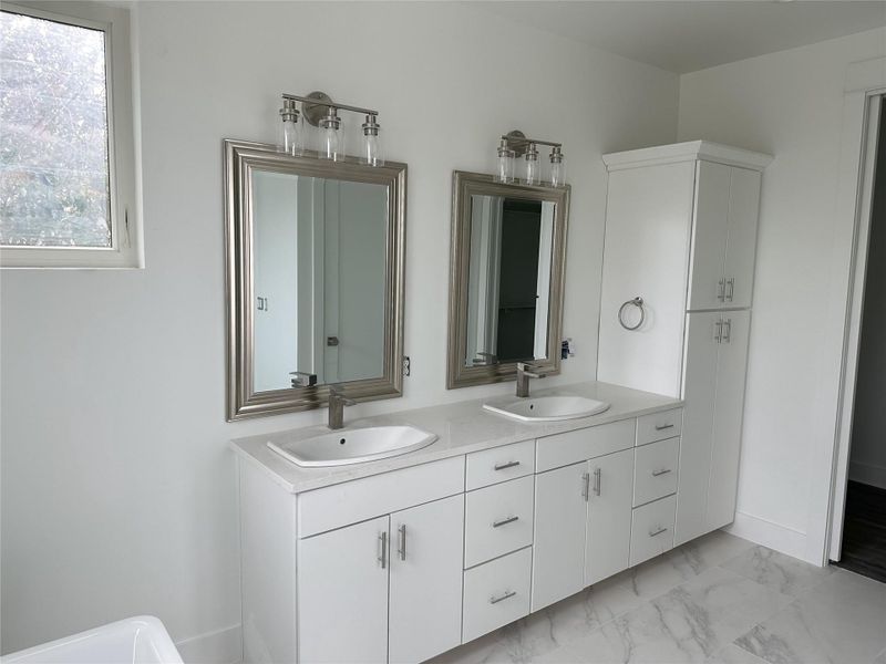 Primary Vanity and Linen Cabinet