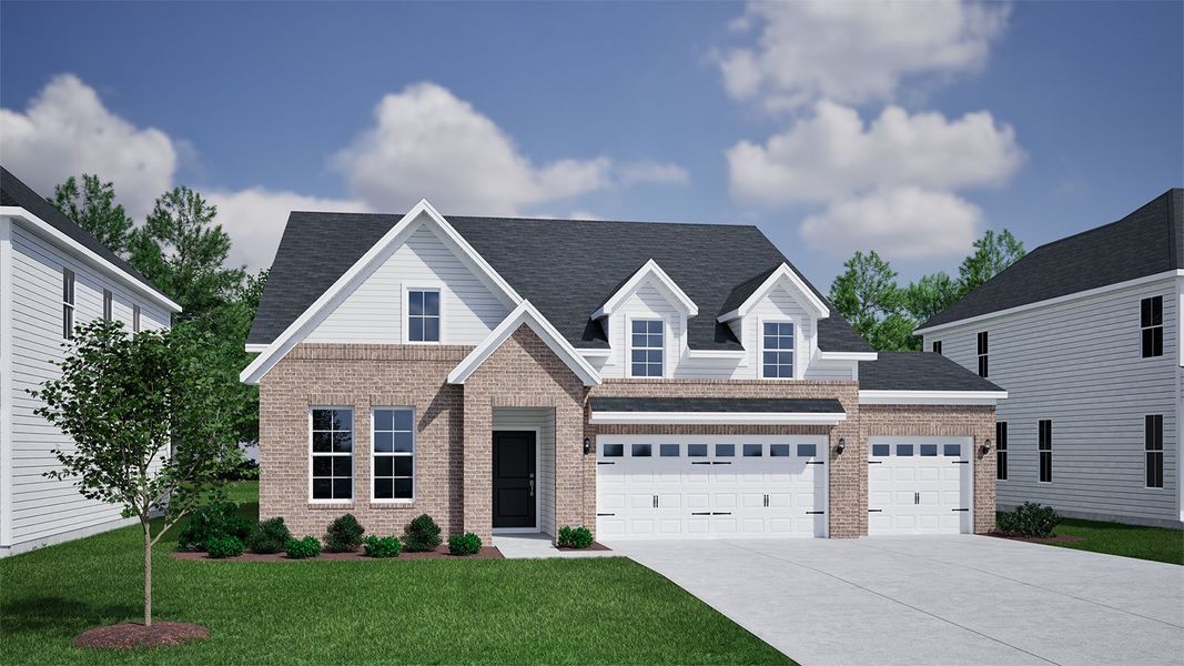 Representative exterior photo of a completed home built from the Elliott - Vanguard Collection by Mungo Homes in Ovation at Sweetbrier, Durham, NC (Image 15).
