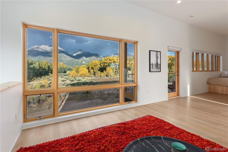 Gorgeous mountain views from the living room of Unit 1.