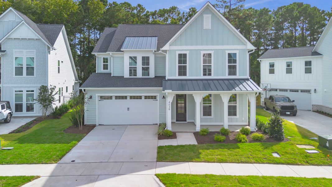 Representative exterior photo of a completed home built from the The Hampton by RobuckHomes in Stonehenge, Raleigh, NC (Image 42).