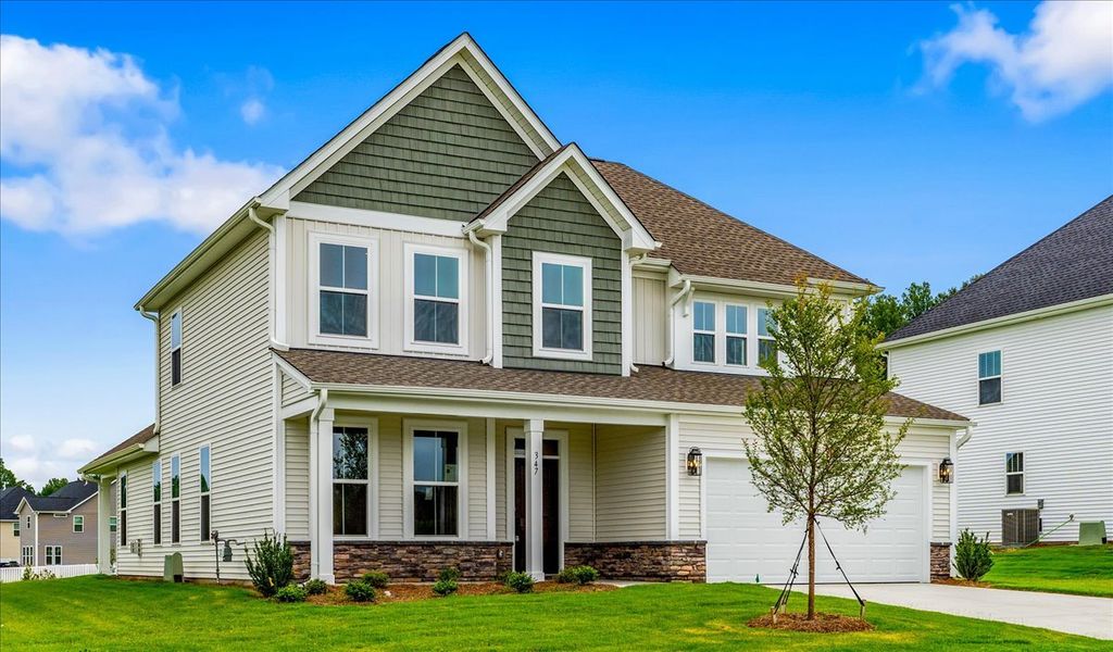 Front exterior of a new home in Fieldstone, Lexington, NC, highlighting curb appeal (Image 21).