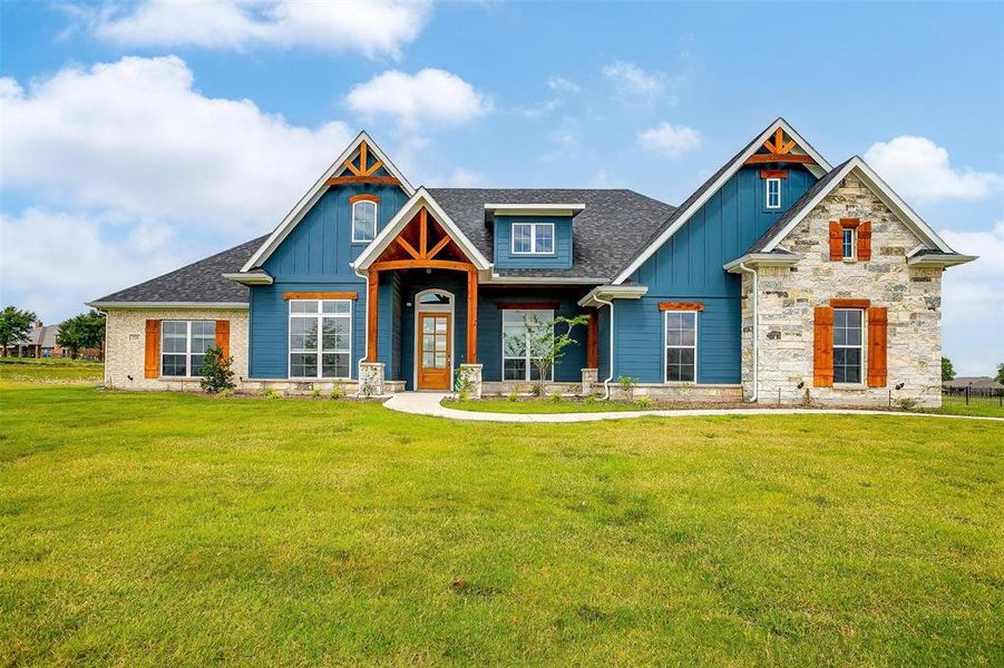 Front exterior of a new home in Aledo Heights, Aledo, TX, highlighting curb appeal (Image 26).