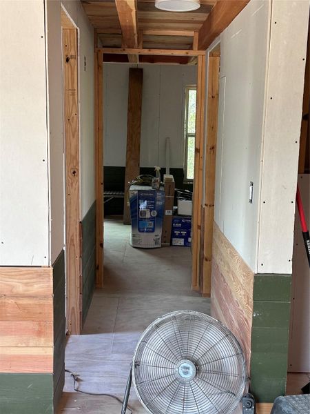 A partially finished interior space awaits your design choices and personal touches.