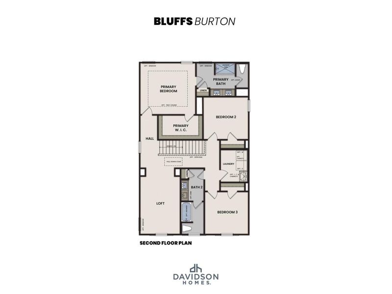 2D floor plan layout for the The Burton A by Davidson Homes LLC in The Bluffs, Canton, GA (Image 3). 2D floor plan layout for the The Burton A by Davidson Homes LLC in The Bluffs, Canton, GA (Image 3).