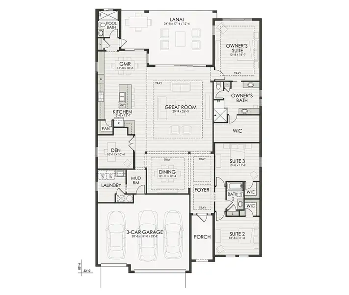 2D floor plan layout of this home in Shellstone at Waterside, Sarasota, FL (Image 2). 2D floor plan layout of this home in Shellstone at Waterside, Sarasota, FL (Image 2).