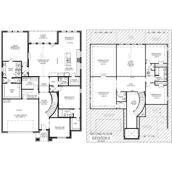 2D floor plan layout for the The Montgomery by Lillian Custom Homes in Westside Preserve, Midlothian, TX (Image 4).