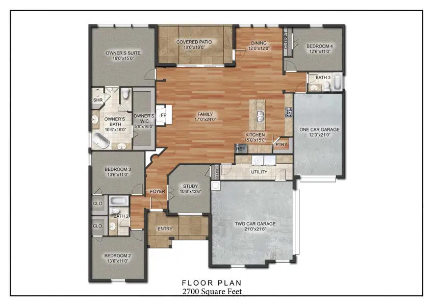 2D floor plan layout for the The Frisco by Kenmark Homes in Paloma Ranches, Justin, TX (Image 3). 2D floor plan layout for the The Frisco by Kenmark Homes in Paloma Ranches, Justin, TX (Image 3).