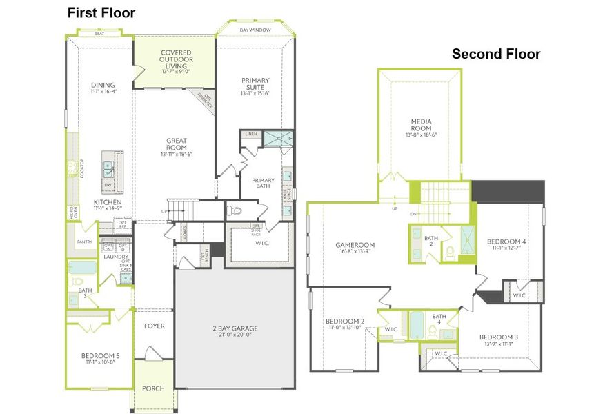 2D floor plan layout of this home in Discovery Collection at Painted Tree Village, McKinney, TX (Image 3).