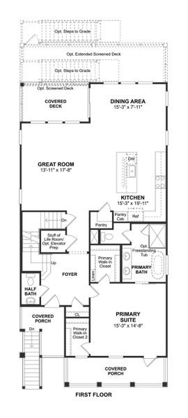 2D floor plan layout for the Sapelo by K. Hovnanian® Homes in Sandy Oaks, Hilton Head Island, SC (Image 3).