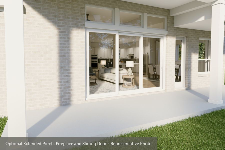 Optional Extended Porch, Fireplace and Sliding Door