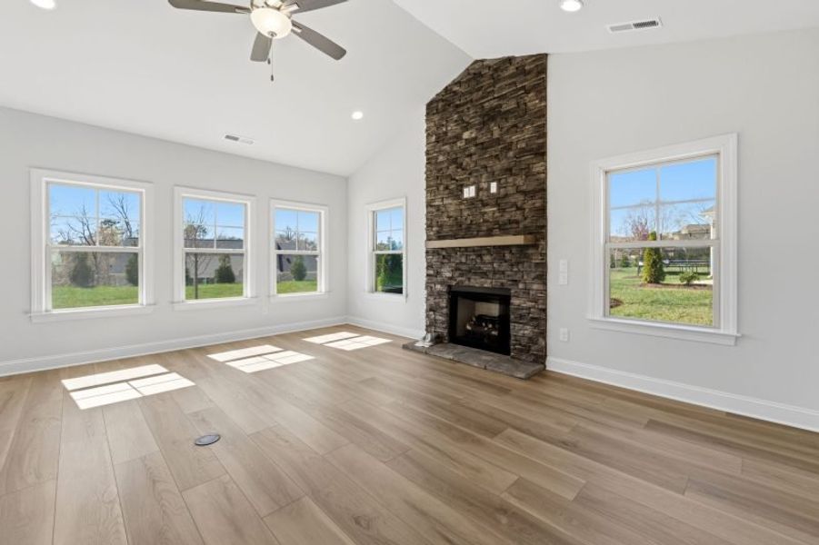 Representative unfurnished interior of a home built from the Cosmopolitan by Keystone Homes NC in Weybridge, Burlington (Image 29). Representative unfurnished interior of a home built from the Cosmopolitan by Keystone Homes NC in Weybridge, Burlington (Image 29).