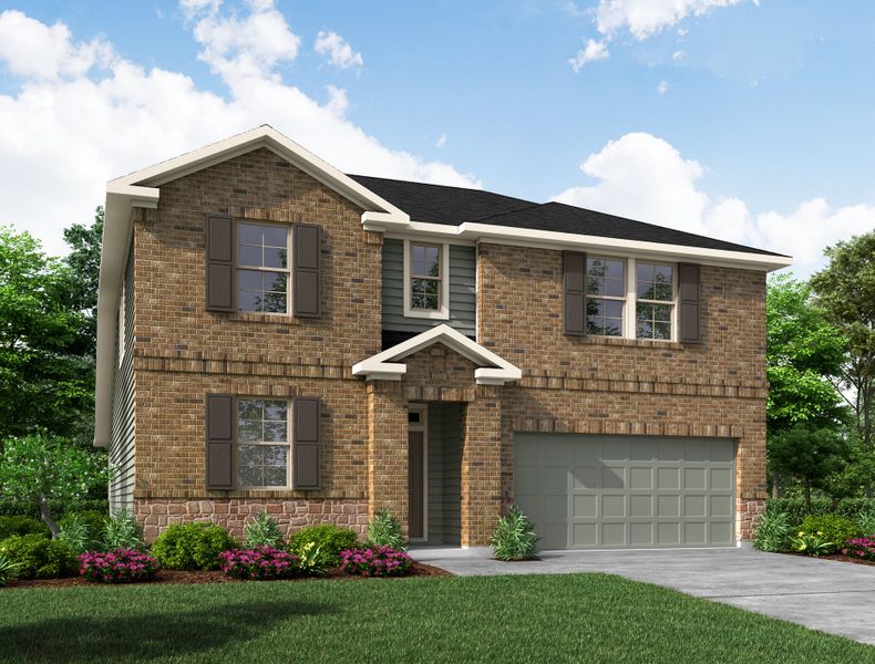Representative exterior photo of a completed home built from the Rainier by Beazer Homes in Laurel Landing: Landmark Collection, Alvin, TX (Image 8).