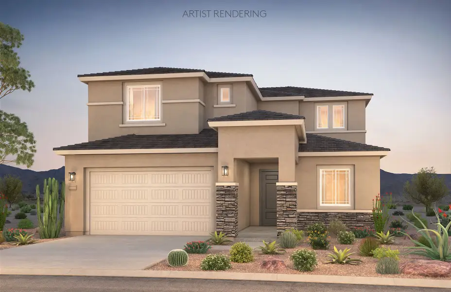 Representative exterior photo of a completed home built from the Prato by Pulte Homes in Legado West, Gilbert, AZ (Image 2). Representative exterior photo of a completed home built from the Prato by Pulte Homes in Legado West, Gilbert, AZ (Image 2).