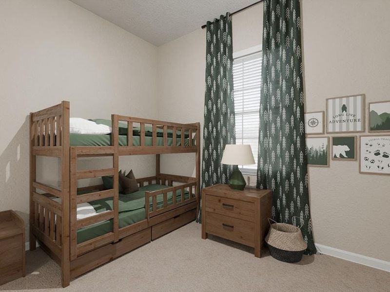 Secondary bedrooms provide space for everyone in your household. (Artist`s rendering) Secondary bedrooms provide space for everyone in your household. (Artist`s rendering)