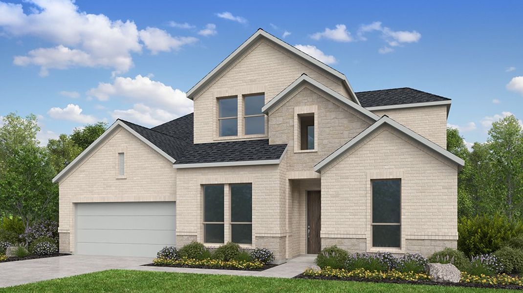 Representative exterior photo of a completed home built from the Topaz by Taylor Morrison in South Oak, Little Elm, TX (Image 18).