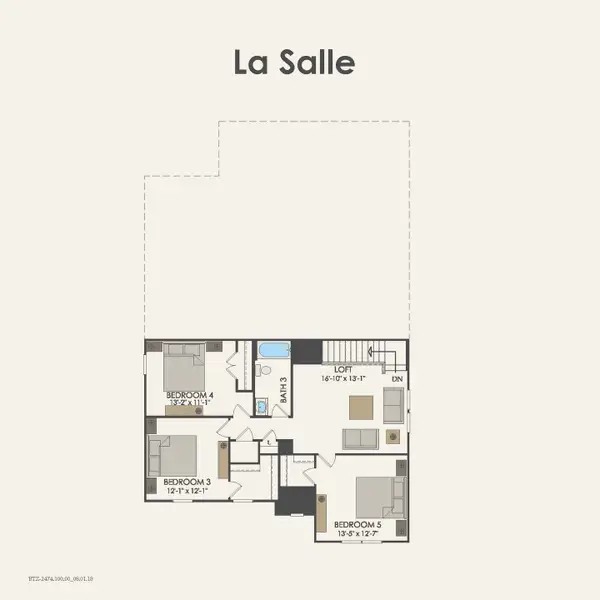 2D floor plan layout for the La Salle by Centex in Cottonwood Creek, Howe, TX (Image 4).