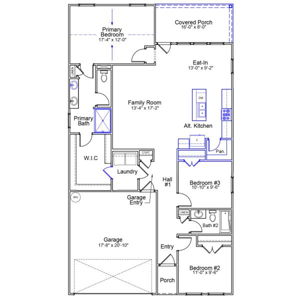 2D floor plan layout of this home in Jordan Grove, Conway, SC (Image 3).