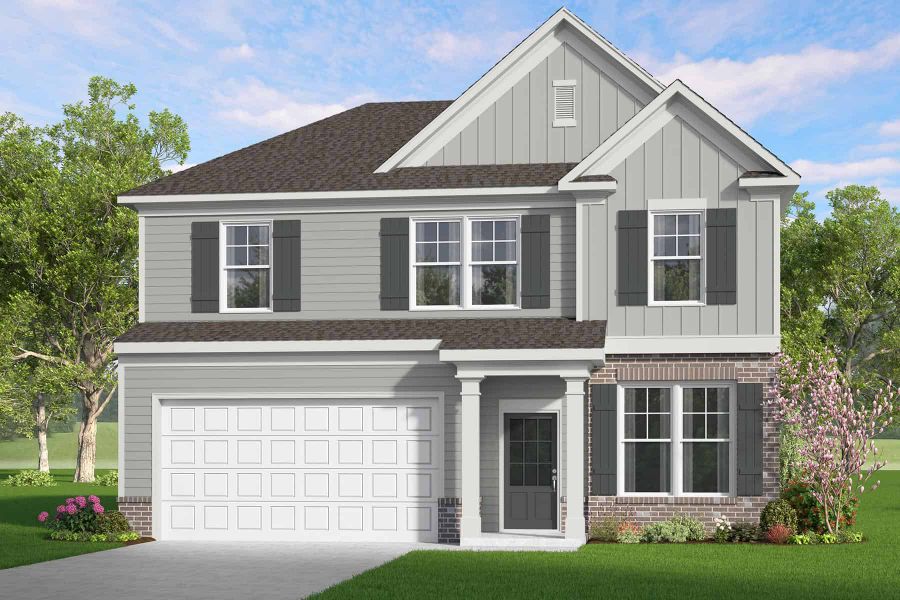Representative exterior photo of a completed home built from the Lilac by McKinley Homes in Glassmanor Ridge, Gainesville, GA (Image 6).