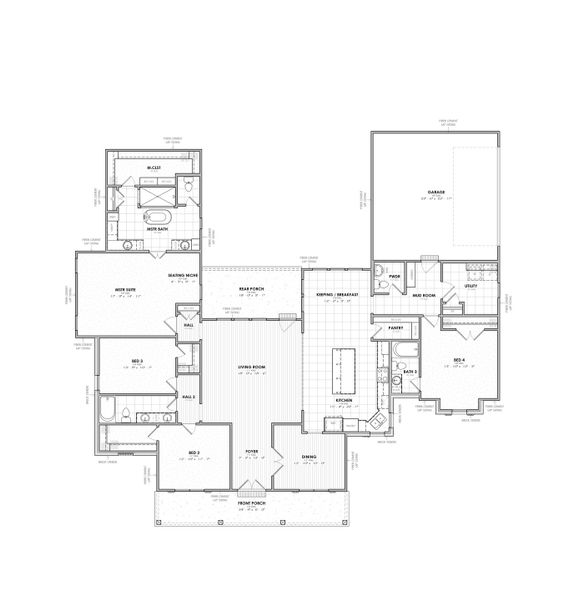 2D floor plan layout for the The Lafitte by Manuel Builders in Chapel Bend, Montgomery, TX (Image 3).
