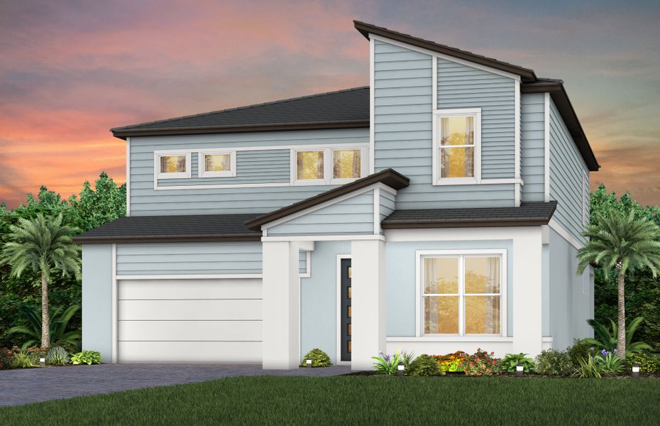 Representative exterior photo of a completed home built from the Wynfield by Pulte Homes in Two Rivers, Zephyrhills, FL (Image 9).