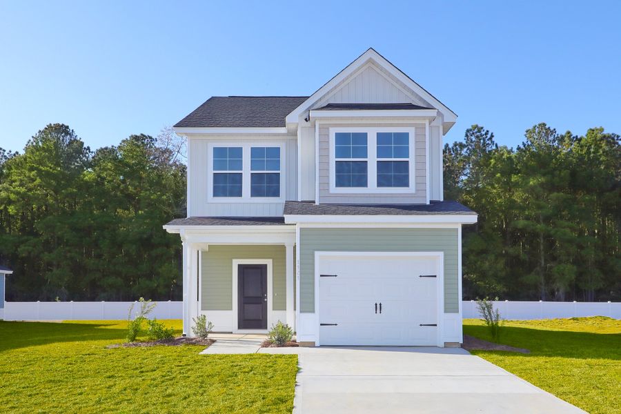 Front exterior of a new home in Hainer Place, Conway, SC, highlighting curb appeal (Image 1).