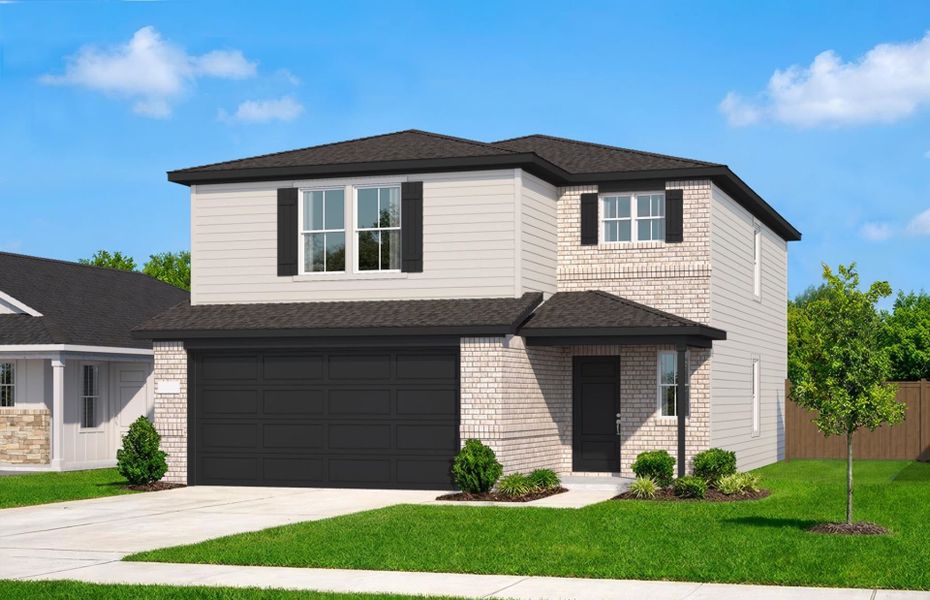 Representative exterior photo of a completed home built from the Coolidge by Pulte Homes in Saddleback at Santa Rita Ranch, Liberty Hill, TX (Image 21).