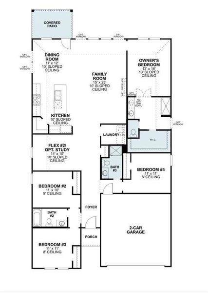 2D floor plan layout of this home in Hunters Ridge, Crowley, TX (Image 3). 2D floor plan layout of this home in Hunters Ridge, Crowley, TX (Image 3).