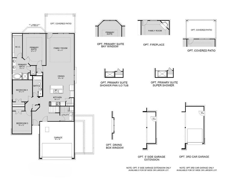 2D floor plan layout for the The Cortona by Legend Homes in Hunters Ranch, San Antonio, TX (Image 3).