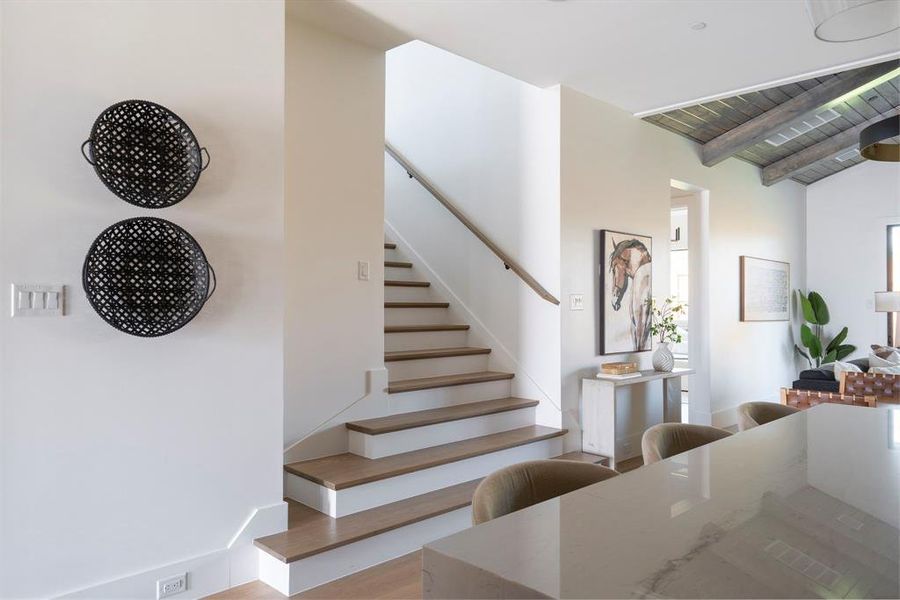 Furnished interior view inside a new home in Dove Station Luxury Series, Grapevine (Image 7). Furnished interior view inside a new home in Dove Station Luxury Series, Grapevine (Image 7).