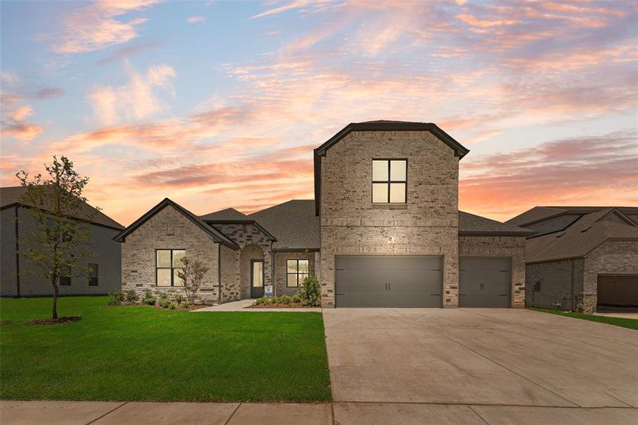 Front exterior of a new home in Lincoln Pointe, Van Alstyne, TX, highlighting curb appeal (Image 2). Front exterior of a new home in Lincoln Pointe, Van Alstyne, TX, highlighting curb appeal (Image 2).