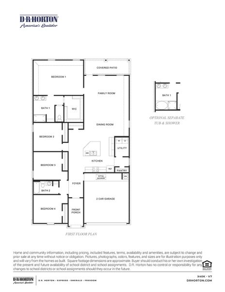 2D floor plan layout of this home in Canterra Creek 45' and 50' Homesites, Iowa Colony, TX (Image 2).