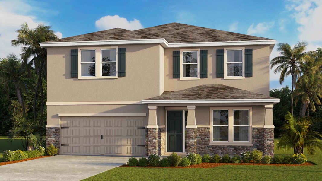 Representative exterior photo of a completed home built from the Holden by D.R. Horton in Tartan Farms at Winding Oaks, Ocala, FL (Image 20).