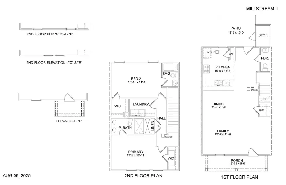 2D floor plan layout for the Millstream II - Townhomes by Dream Finders Homes in Lakeview Commons, Goose Creek, SC (Image 3).