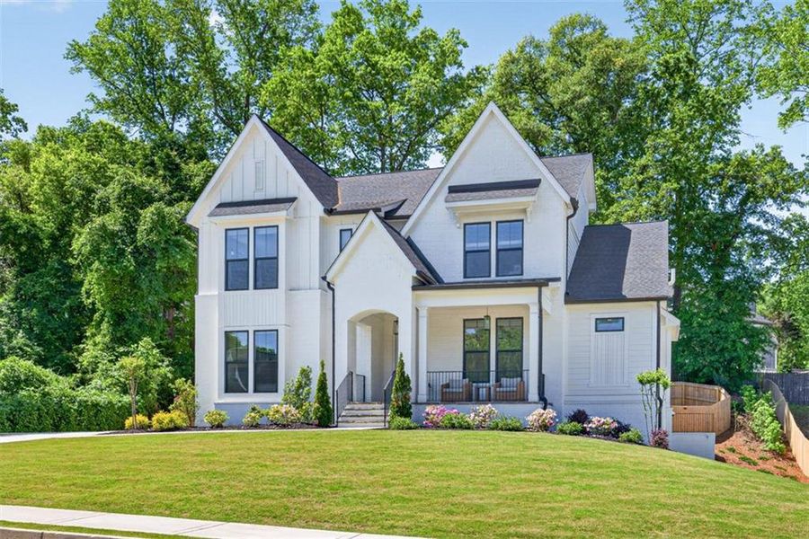 Front exterior of a new home in Town Farms, Peachtree Corners, GA, highlighting curb appeal (Image 30).