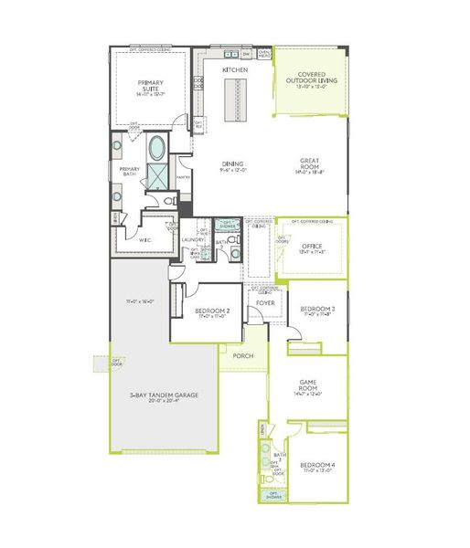 2D floor plan layout of this home in Soleo, San Tan Valley, AZ (Image 4).