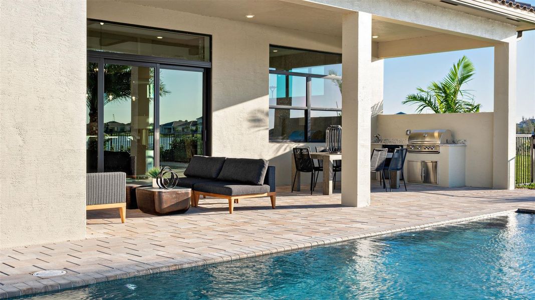 Exterior details and patio area of a home in Cresswind Palm Beach at Westlake, Westlake (Image 28).