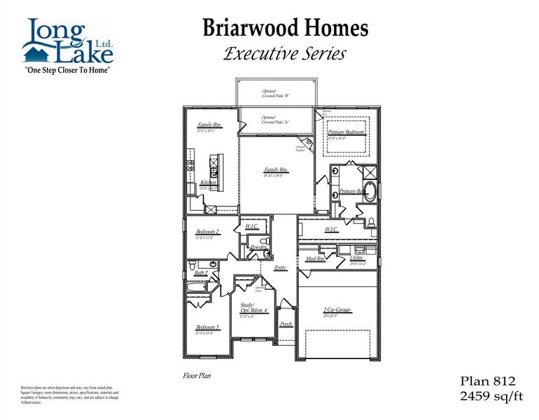 2D floor plan layout for the 812 by Long Lake Ltd. in Sunterra Lakes, Brookshire, TX (Image 3). 2D floor plan layout for the 812 by Long Lake Ltd. in Sunterra Lakes, Brookshire, TX (Image 3).