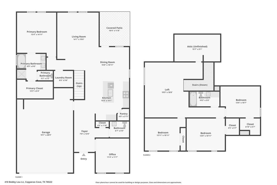 2D floor plan layout of this home in Clayton Ranch, Copperas Cove, TX (Image 5).