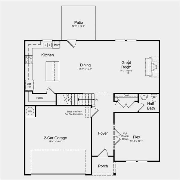 2D floor plan layout of this home in Heritage River, Euharlee, GA (Image 4).