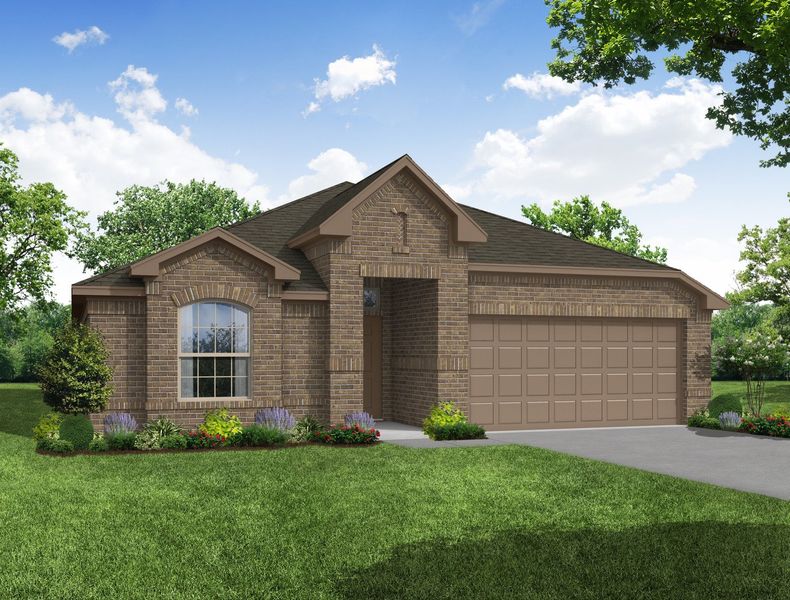 Representative exterior photo of a completed home built from the Austin by Impression Homes in De Berry Reserve, Royse City, TX (Image 5). Representative exterior photo of a completed home built from the Austin by Impression Homes in De Berry Reserve, Royse City, TX (Image 5).