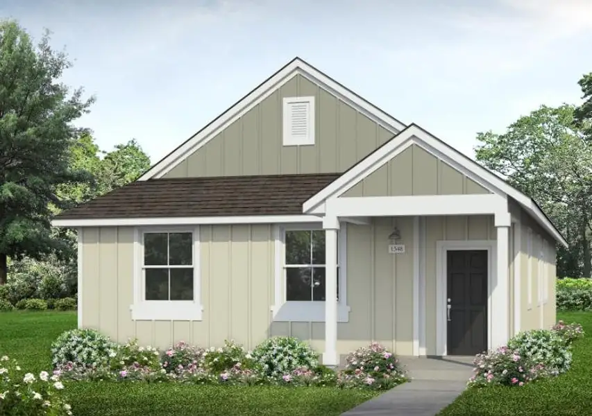 Front exterior of a new home in Casetta Ranch, Kyle, TX, highlighting curb appeal (Image 3). Front exterior of a new home in Casetta Ranch, Kyle, TX, highlighting curb appeal (Image 3).