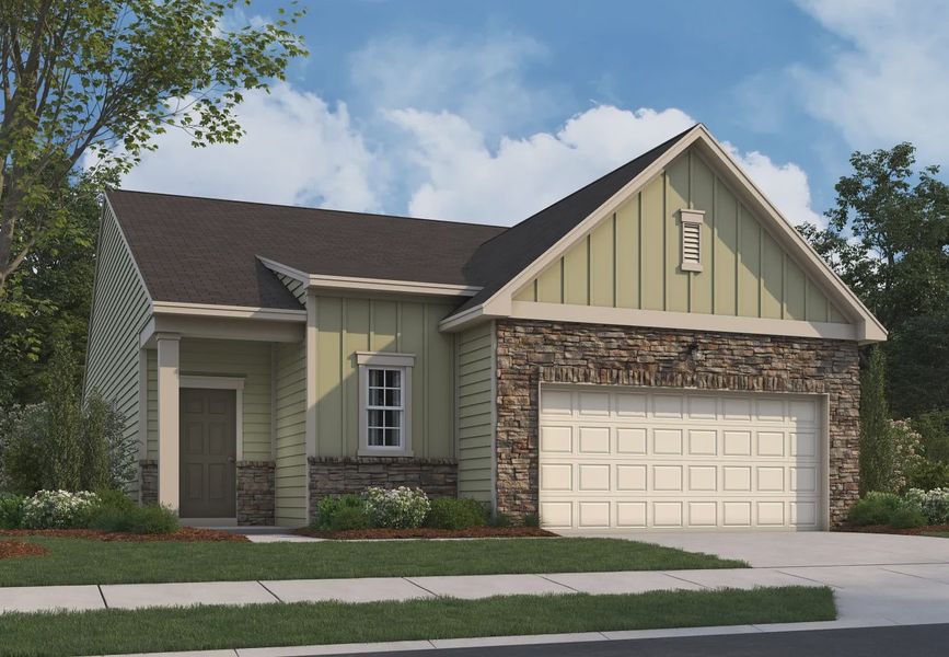 Representative exterior photo of a completed home built from the Glimmer by Starlight Homes in Cardinal Woods, Nashville, NC (Image 4). Representative exterior photo of a completed home built from the Glimmer by Starlight Homes in Cardinal Woods, Nashville, NC (Image 4).